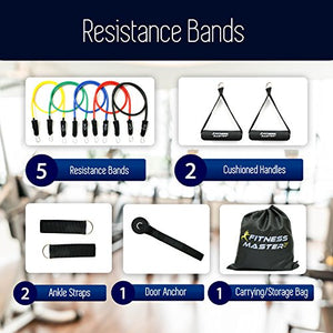 Resistance Bands - Tension Band Set for Weights Exercise, Fitness Workout - Heavy Resistant - Comes with Door Anchor Attachment, Legs, Ankle Straps and Carry Case