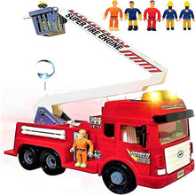 Load image into Gallery viewer, Toy Fire Truck with Lights and Sounds - 4 Sirens - Big Folding Ladder - Powerful Friction Wheels - Large Red Play Fire Engine Firetruck for Kids Toddlers Boys &amp; Girls - Bonus: 5 Toy Figures
