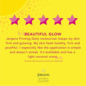 Jergens Natural Glow +FIRMING Self Tanner, Sunless Tanning Lotion for Fair to Medium Skin Tone, Anti Cellulite Firming Body Lotion for Natural-Looking Tan, 7.5 Ounce