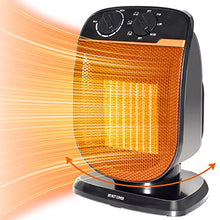 Load image into Gallery viewer, Space Heater, Portable Electric Garage Heaters, 1500W PTC Ceramic Heater with Adjustable Thermostat, 3S Fast Heat, 120° Oscillating, Small Fan Heaters for Office, Desk, Bedroom, Indoor/Outdoor Patio Heater
