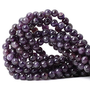CHEAVIAN 45PCS 8mm Natural Amethyst Gemstone Round Loose Beads Crystal Energy Stone Healing Power for Jewelry Making 1 Strand 15"