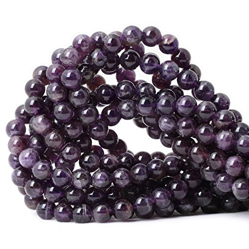 CHEAVIAN 45PCS 8mm Natural Amethyst Gemstone Round Loose Beads Crystal Energy Stone Healing Power for Jewelry Making 1 Strand 15