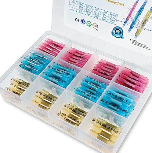 Load image into Gallery viewer, TICONN 200PCS Heat Shrink Butt Connectors Kit, Insulated Waterproof Electrical Marine Automotive Wire Crimp Terminals, Butt Splice (3 Colors / 3 Sizes)