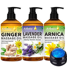 Load image into Gallery viewer, 3 Pack Massage Oil for Massage Therapy with Massage Roller Ball,Ginger Oil Lymphatic Drainage &amp; Arnica Sore Muscle &amp; Lavender Relaxing Massage Oils-Spa Gift Mothers Day Fathers Day Gift for Men Women
