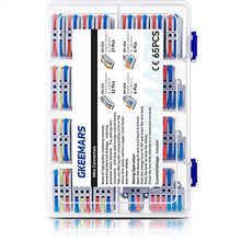 Load image into Gallery viewer, GKEEMARS 65 Pcs Compact Splicing Wire Connectors Assortment Pack Lever Connector Kit, Quick Wiring Connector for AWG 28-12
