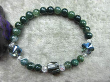 Load image into Gallery viewer, Genuine Green Tourmaline and Moss Agate Flower Healing Bracelet Abundance
