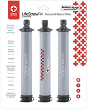 Load image into Gallery viewer, LifeStraw Personal Water Filter for Hiking, Camping, and Travel, American Red Cross Edition (Pack of 3)
