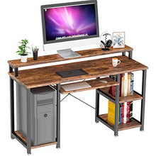 Load image into Gallery viewer, NOBLEWELL Computer Desk with Monitor Stand Storage Shelves Keyboard Tray，47&quot; Studying Writing Table for Home Office (Rustic Brown)
