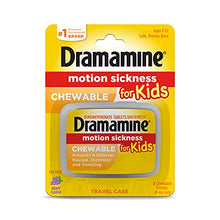 Load image into Gallery viewer, Dramamine Motion Sickness for Kids, Chewable, Dye Free, Grape Flavored, 8 Count

