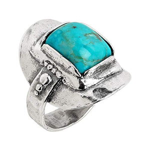 Silpada 'Buckle' Compressed Turquoise Ring in Sterling Silver, Size 10