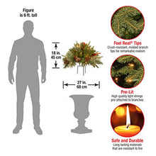 Load image into Gallery viewer, National Tree Company 'Feel Real' Pre-lit Artificial Christmas Urn Filler | Flocked with Mixed Decorations and Pre-strung LED Lights with Stand | Colonial - 18 Inch

