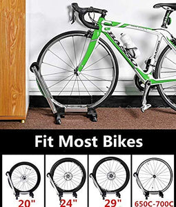Clothink Foldable Bicycle Storage Stand, Bike Floor Parking Rack Wheel Holder for Garage Indoor for Mountain and Road Bike