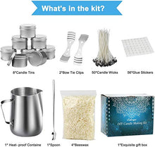 Load image into Gallery viewer, Howemon DIY Candle Making Kit Supplies, Arts &amp; Craft Tools Including Pouring Pot, 100 Cotton Wicks, Candle Wicks Holder, Beeswax, Spoon &amp; Candles tins
