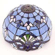 Load image into Gallery viewer, Tiffany Lamp W12H18 Inch Blue Purple Baroque Style Stained Glass Lavender Lampshade Lighting Antique Base for Living Room Bedroom Bedside Desk Table Lamp S003C WERFACTORY
