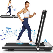 Load image into Gallery viewer, Folding Treadmill,2 in1 Small Treadmills for Home,2.25Hp Electric Under Desk Treadmill Weight Machine with Bluetooth Speakers&amp;Remote Control,Built-in 5 Modes&amp;12 Programs,Installation-Free (Black)
