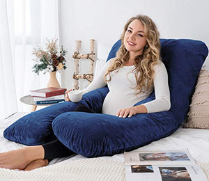 AngQi Full Body Pregnancy Pillow, 60-inch U Shaped Maternity Pillow for Back Pain Relief and Pregnant Women, with Body Pillow Jersey Cover, Gray