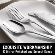 Load image into Gallery viewer, HIWARE 48-Piece Silverware Set with Steak Knives for 8, Stainless Steel Flatware Cutlery Set For Home Kitchen Restaurant Hotel, Kitchen Utensils Set, Mirror Polished, Dishwasher Safe
