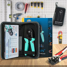 Load image into Gallery viewer, TICONN Ferrule Crimping Tool Kit with 1200PCS Ferrules Insulated Wire Terminals, Self-adjustable Ratchet Wire Crimper for AWG 23–7 Electrical Wire Connectors
