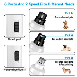 Casfuy Dog Nail Grinder Upgraded - Professional 2-Speed Electric Rechargeable Pet Nail Trimmer Painless Paws Grooming & Smoothing for Small Medium Large Dogs & Cats (White)