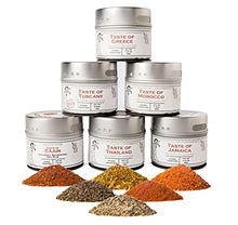 Load image into Gallery viewer, Gourmet World Flavors Seasoning Collection | Non GMO Verified | 6 Magnetic Tins | Spice Blends | Crafted in Small Batches by Gustus Vitae | #68
