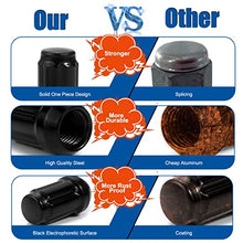 Load image into Gallery viewer, GAsupply 20pcs Black 12x1.5 Lug Nuts, Closed End Acorn Spline Tuner Lug Nuts 1.38" Tall 3/4" Hex Conical/Cone Seat for Aftermarket Wheels, Pack of 20+1 Socket Key
