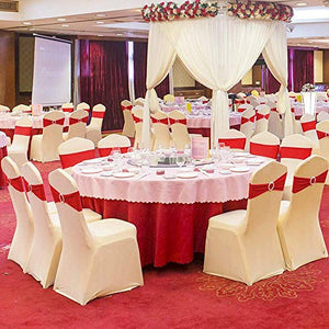 100PCS Wedding Chair Decorations Stretch Chair Bows and Sashes for Party Ceremony Reception Banquet Spandex Chair Covers slipcovers (100, Red)