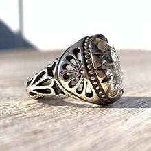 Load image into Gallery viewer, Dur e Najaf Ring Silver | خاتم در النجف الاصلي | AlAliGems | Genuine Dur E Najaf Stone Ring | Engraved Ya Amir Al Momenin Size 8.75
