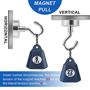 LOVIMAG Neodymium Strong Magnetic Hooks,22Lbs Rare Earth Magnets Heavy Duty with Hook for Refrigerator,Ceiling Magnets for Hanging,Cruise,Curtain and Kitchen etc-25 Pack