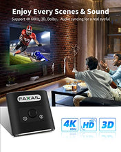 Load image into Gallery viewer, HDMI Switch 4K 60Hz HDMI Splitter FAKAIL HDMI 2.0 Switcher 2 in 1 Out &amp; 1 in 2 Out Bi-Directional HDMI Splitter Support 4K 3D HDR for Xbox PS4 Blu-Ray Player Fire Stick Roku HDTV Monitor
