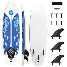 Load image into Gallery viewer, GYMAX Surfboard, 6&#39; Body Board with Removable Fins &amp; Protective Leash, Non-Slip Surfing Board for Surfing, Fishing Water Yoga
