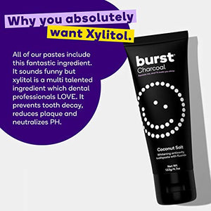 BURST Charcoal Toothpaste for Whitening Teeth, Toothpaste for Sensitive Teeth, SLS Free, Coconut Salt, 4.7oz, 2-Pack