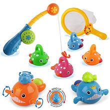 Load image into Gallery viewer, Dwi Dowellin Bath Toys Mold Free Fishing Games Swimming Whales BPA Free Water Table Pool Bath Time Bathtub Tub Toy for Toddlers Baby Kids Infant Girls Boys Age 1 2 3 4 5 6 Years Old Bathroom Fish Set
