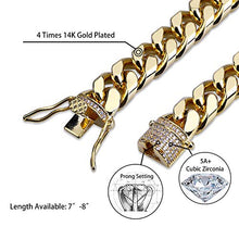 Load image into Gallery viewer, TOPGRILLZ Hip Hop14K Gold Plated Finished Miami Cuban Link Bracelet with Iced Out Simulated Lab Diamond Clasp for Men Women
