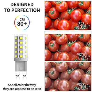 G9 Led Bulb 4W Bi Pin Base(40W Halogen Equivalent) 6000K Daylight White 360° Beam Angle,400 LM Non-dimmable for Home Lighting,5 Pack