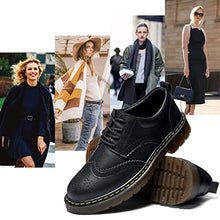 Load image into Gallery viewer, Women's Oxford Shoes Flat Brogues Dress Shoes Wingtip Perforated Lace Up Low Heel Casual Work Office Dressy Business Shoes Black US 8
