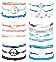 Load image into Gallery viewer, CASSIECA 19 Pcs Surfer Wave Strand Bracelet for Womens Mens Beach Wax Wrap Rope Bracelet Anklet Set Adjustable Friendship Handcrafted Waterproof Fashion Charm Jewelry
