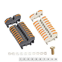 Load image into Gallery viewer, UOHGDPY DIN Rail Terminal Blocks kit,Universal Compact Wire Wiring Connector (20 pcs connectors+2 pcs Article in Parallel+ 2 pcs Digital Identification+20 pcs Screw)
