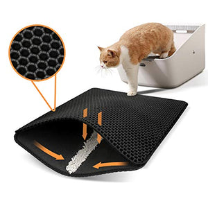 Polarduck Cat Litter Mat, 20" X 16", Cat Litter Trapping Mat, Honeycomb Double Layer Design, Urine and Water Proof Material, Scatter Control, Special Side Handles Design Easier to Clean,Washable