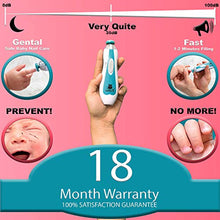 Load image into Gallery viewer, Baby Nail File Electric by Pretty MiniMe – Blue Infant Nail Clippers - Boy Baby Nail Trimmer - Safe Fingernail and Toenail Grooming Manicure Kit for Newborn Toddler and Kids - 10 File Tips
