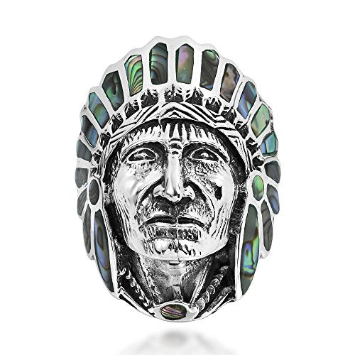 AeraVida Abalone Shell Native American Style .925 Sterling Silver Ring (10)