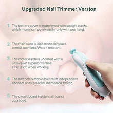 Load image into Gallery viewer, Electric Baby Nail Trimmer - Safe Toenail and Fingernails Care Trim with LED Light for Infant Toddlers Kids Adults - with 6 Interchangeable Pads and Adjustable Speed
