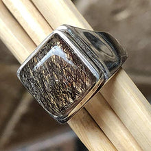 Load image into Gallery viewer, Genuine Black Rutilated 925 Solid Sterling Silver Men's Ring Size 6.75

