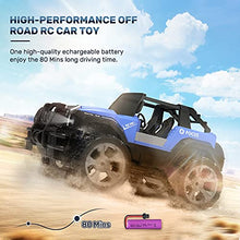 Load image into Gallery viewer, DEERC DE42 Remote Control Car RC Racing Cars,1:18 Scale 80 Min Play 2.4Ghz LED Light Auto Mode Off Road RC Trucks with Storage Case,All Terrain SUV Jeep Cars Toys Gifts for Boys Kids Girls Teens,Blue
