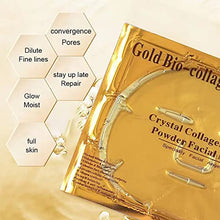 Load image into Gallery viewer, Collagen Facial Masks (10-Pc) - Vegan Gold Facial Mask - Anti Aging,Puffiness, Moisturizing, Deep Tissue Rejuvenation and Hydrates Skin
