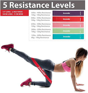 Insonder Resistance Bands Set - Latex Exercise Loop Bands for Workout and Stretching for Legs Butt Glutes Yoga Crossfit Fitness Physical Therapy Mini Home Equipment Training for Women Men