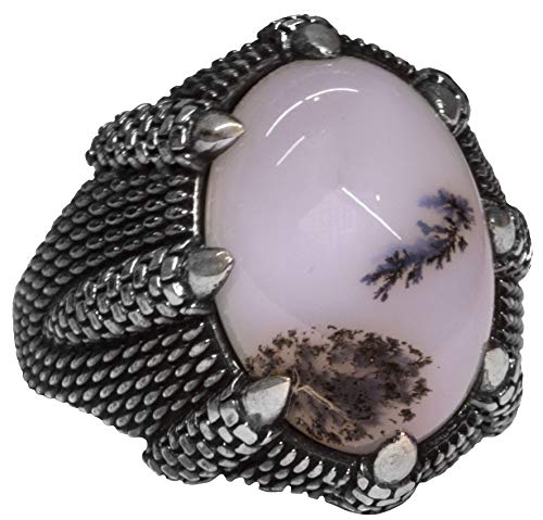 Falcon Jewelry Men's Sterling Silver Ring, Real Natural Yemeni Agate Gemstone Stone Will be Similar, Free Express SHİPPİNG, Solid Sterling Silver Men Ring