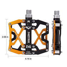 Load image into Gallery viewer, MZYRH Mountain Bike Pedals, Ultra Strong Colorful CNC Machined 9/16" Cycling Sealed 3 Bearing Pedals (Black Black Glod 3 Bearings)
