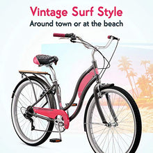 Load image into Gallery viewer, Kulana Lakona Tide Adult Beach Cruiser Bike, 26-Inch Wheels, 7-Speed, Gray/Pink (R7317AZ)

