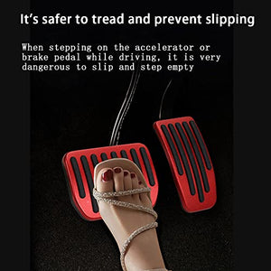 Winkter Tesla Model Y Accessories Anti-Slip Auto No Drilling Foot Pedal Brake and Gas Pedal Pad Fit for Tesla Model 3 Model Y 2017-2021 Accelerator Pedal Covers 2Pcs Red