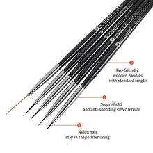 Load image into Gallery viewer, Winstonia 5 pcs Nail Art Brushes Set Liner Striping Brush for Strokes, Details Painting, Blending, Elongated Lines - FINE LINE
